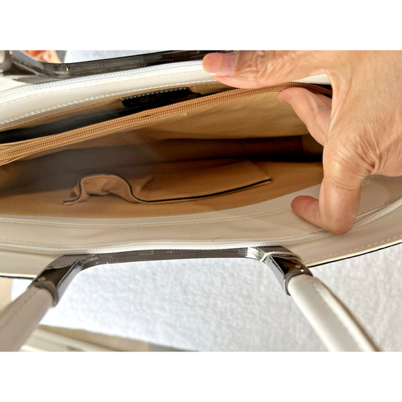 Daniela Moda Black / white Leather Handbag Dual Handles Tote Shoulder Strap NWT - Picture 11 of 16